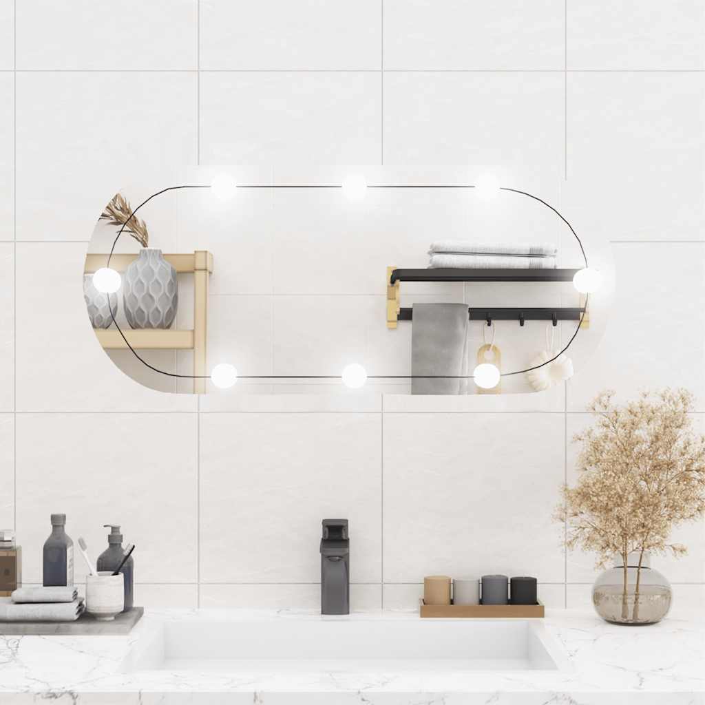 VidaXL Wandspiegel mit LEDs oval 35x80 cm Glas