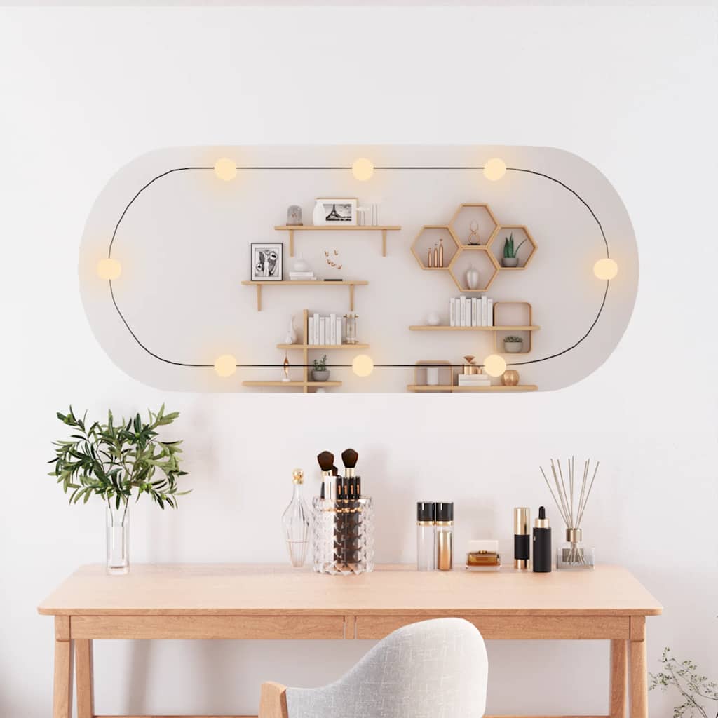 VidaXL Wandspiegel mit LEDs oval 45x100 cm Glas