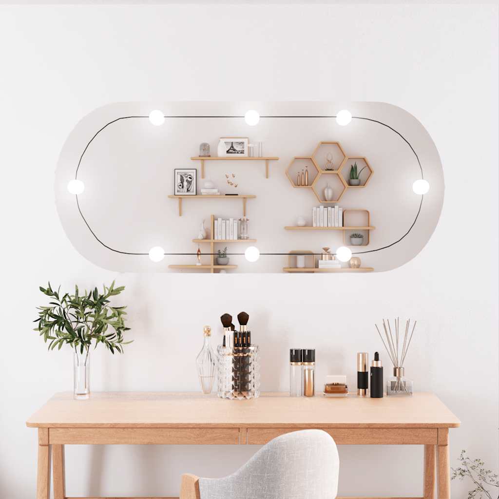 VidaXL Wandspiegel mit LEDs oval 45x100 cm Glas
