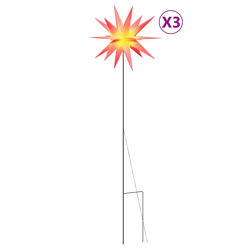 VidaXL Weihnachtsbeleuchtung mit Erdspieß und LEDs 3 Stück 57 cm rot