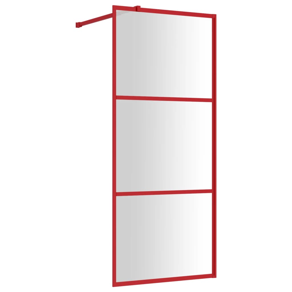 Vidaxx begehbare Duschabtrennung transparent 90x195 cm ESG-Glas rot
