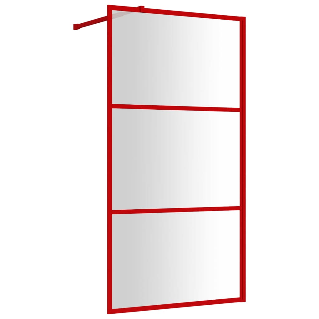 Vidaxx begehbare Duschabtrennung transparent 100x195 cm ESG-Glas rot