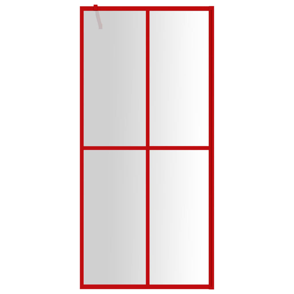 Vidaxx begehbare Duschabtrennung transparent 90x195 cm ESG-Glas rot