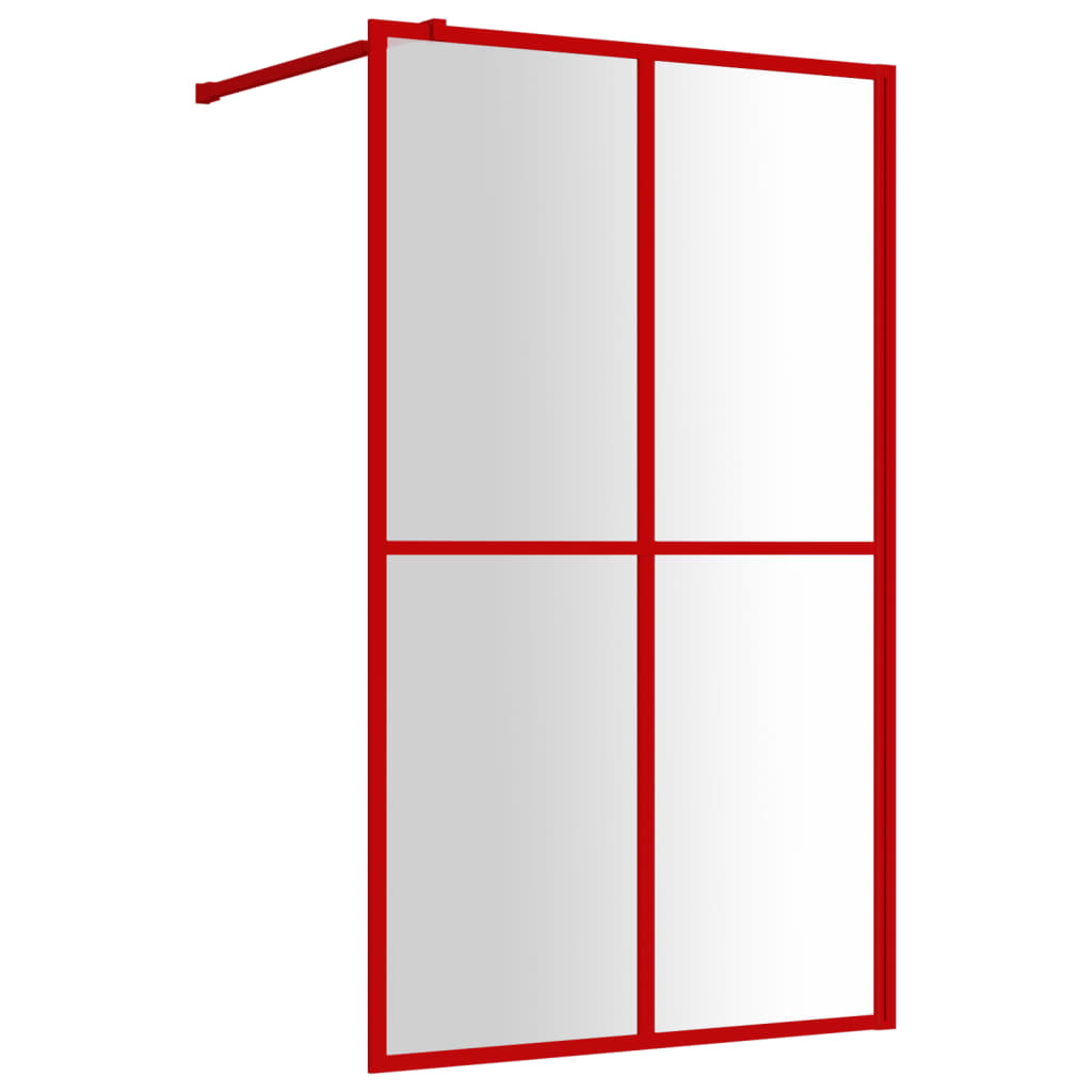 VidaXL Walk-in Duschabtrennung transparent 118x195 cm ESG-Glas rot