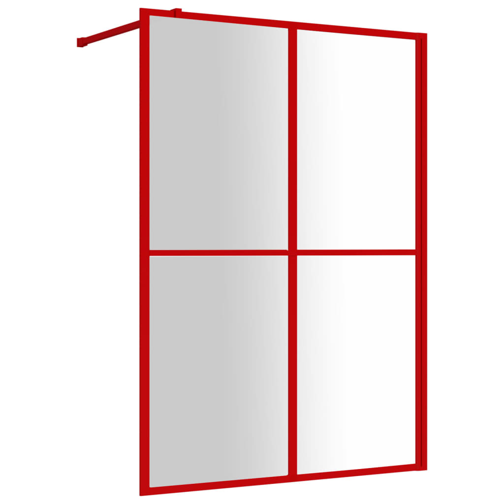 VidaXL Walk-in Duschabtrennung transparent 140x195 cm ESG-Glas rot