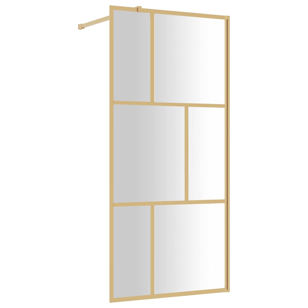 Vidaxx begehbare Duschwand transparent 80x195 cm ESG-Glas goldfarben
