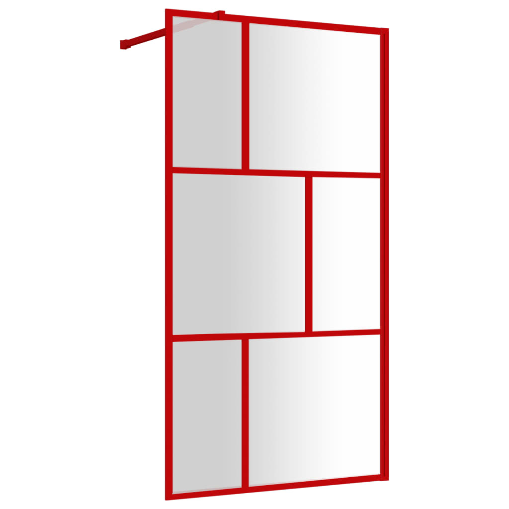 Vidaxx begehbare Duschabtrennung transparent 100x195 cm ESG-Glas rot