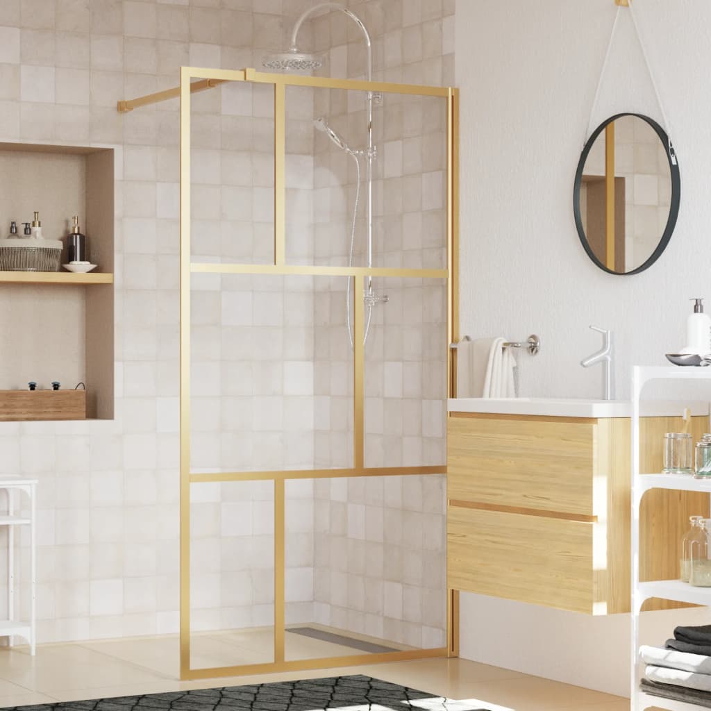 VidaXL Walk-in Duschabtrennung transparent 115x195 cm ESG-Glas goldfarben