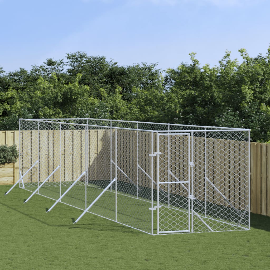 VidaXL Outdoor-Hundezwinger 2x10x2 m aus verzinktem Stahl silber