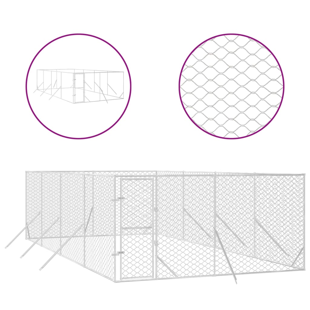 VidaXL Outdoor-Hundezwinger 4x8x2 m aus verzinktem Stahl silber