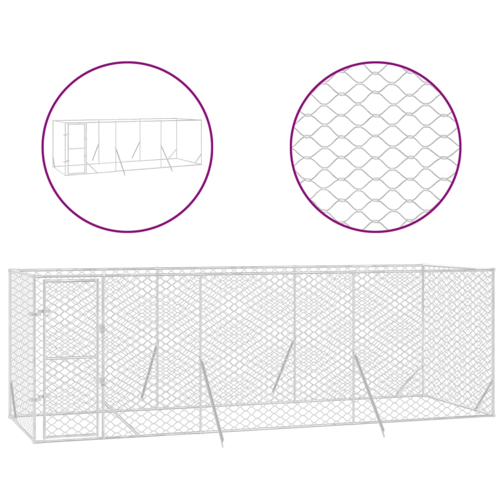 VidaXL Outdoor-Hundezwinger 6x2x2 m aus verzinktem Stahl silber