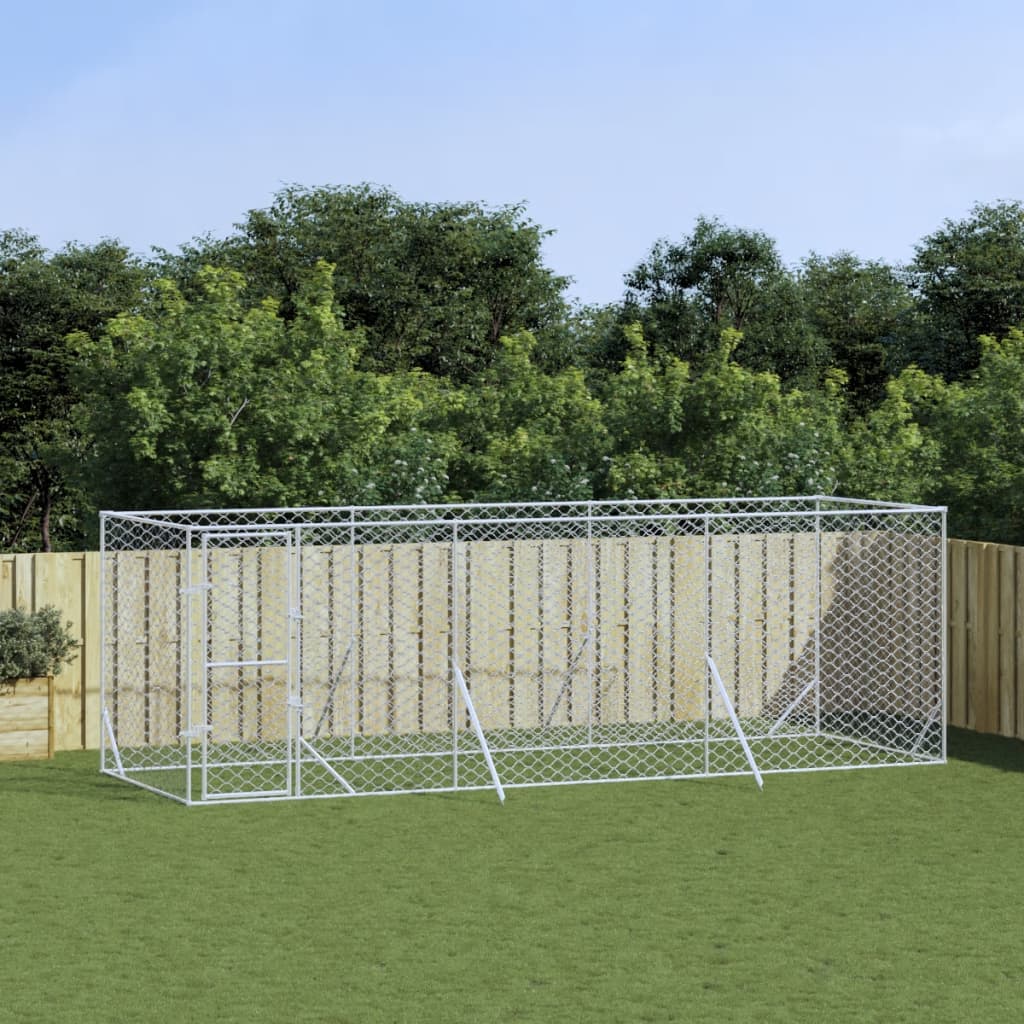 VidaXL Outdoor-Hundezwinger 6x2x2 m aus verzinktem Stahl silber