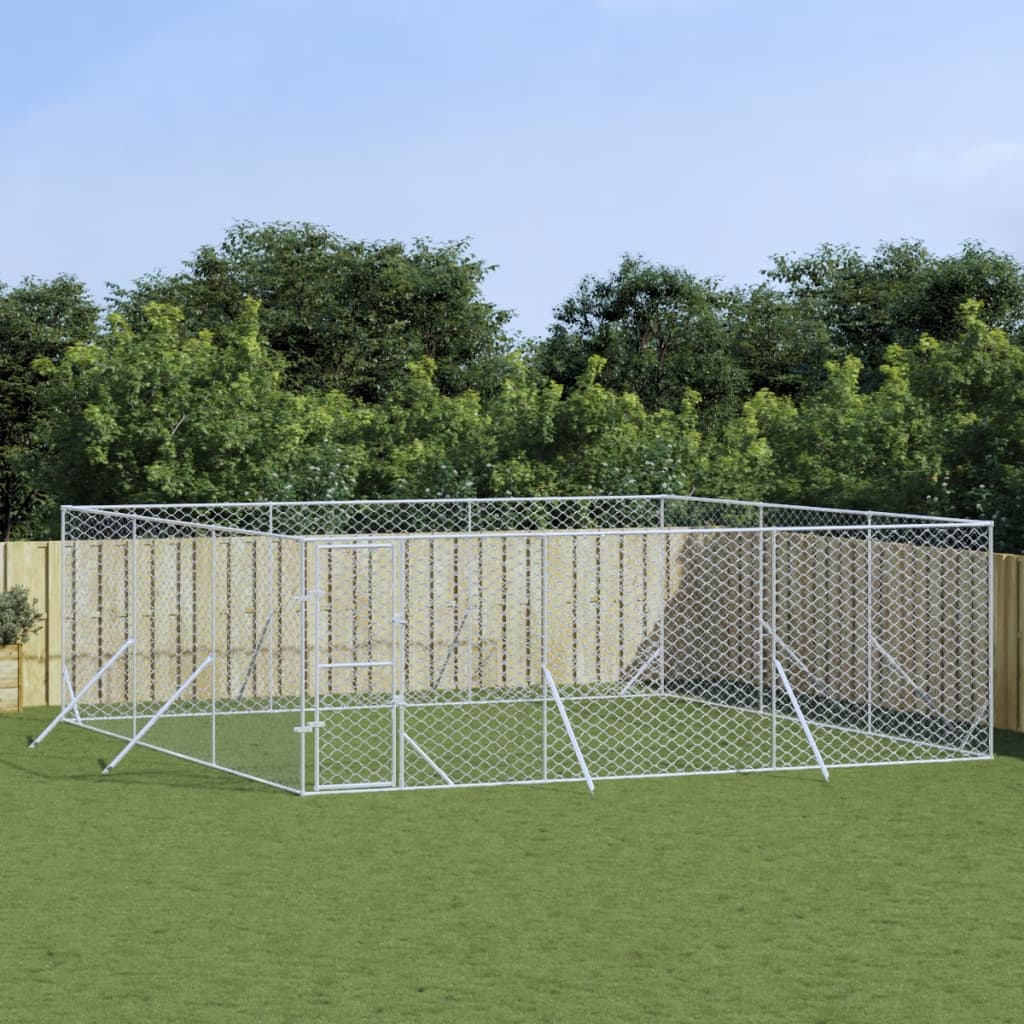 VidaXL Outdoor-Hundezwinger 6x6x2 m aus verzinktem Stahl silber
