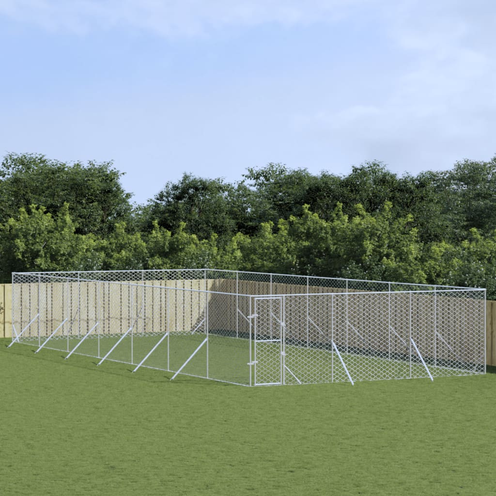 VidaXL Outdoor-Hundezwinger 6x14x2 m aus verzinktem Stahl silber