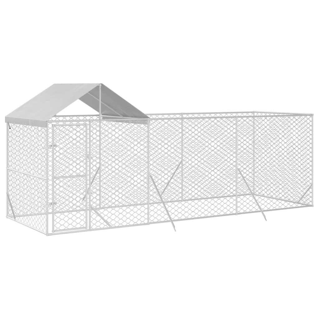VidaXL Hundehütte mit Dach 6x2x2,5 m, verzinkter Stahl, silberfarben
