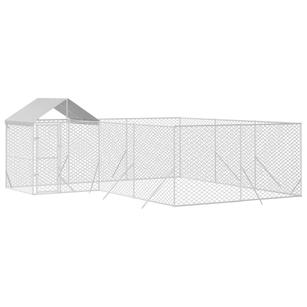 VidaXL Hundehütte mit Dach 6x6x2,5 m verzinkter Stahl silber
