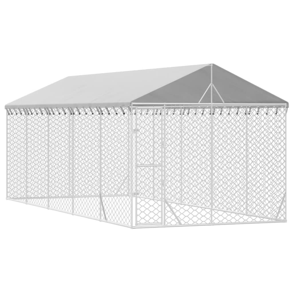 VidaXL Hundehütte mit Dach 3x7,5x2,5 m verzinkter Stahl silber