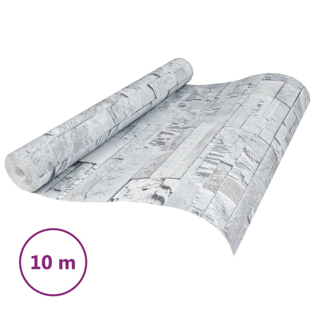 VidaXL Vliestapete 3D Steinoptik 10x0,53 m Hellgrau