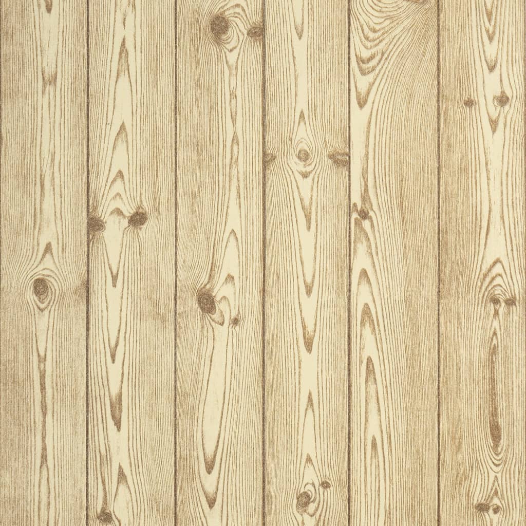 VidaXL Vliestapete 3D-Holzmaserung 10x0,53 m Braun
