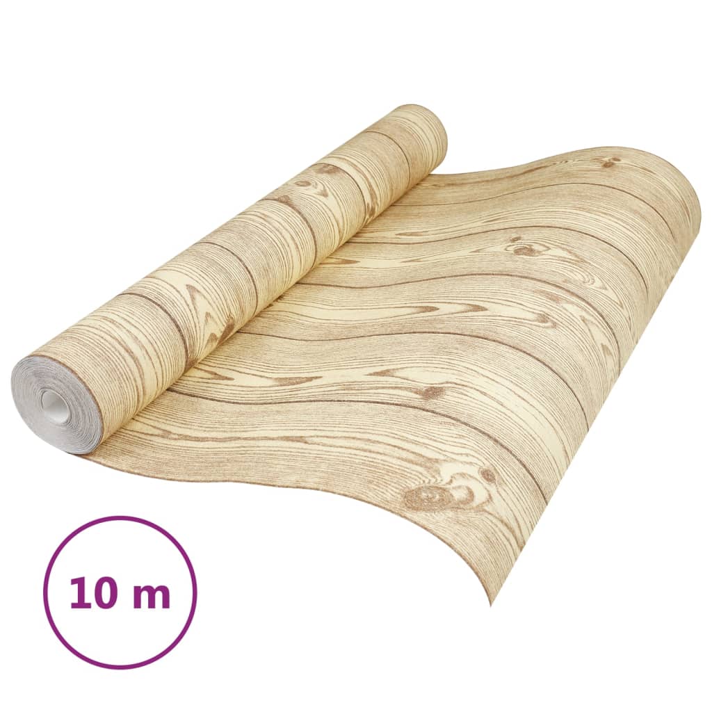 VidaXL Vliestapete 3D-Holzmaserung 10x0,53 m Braun