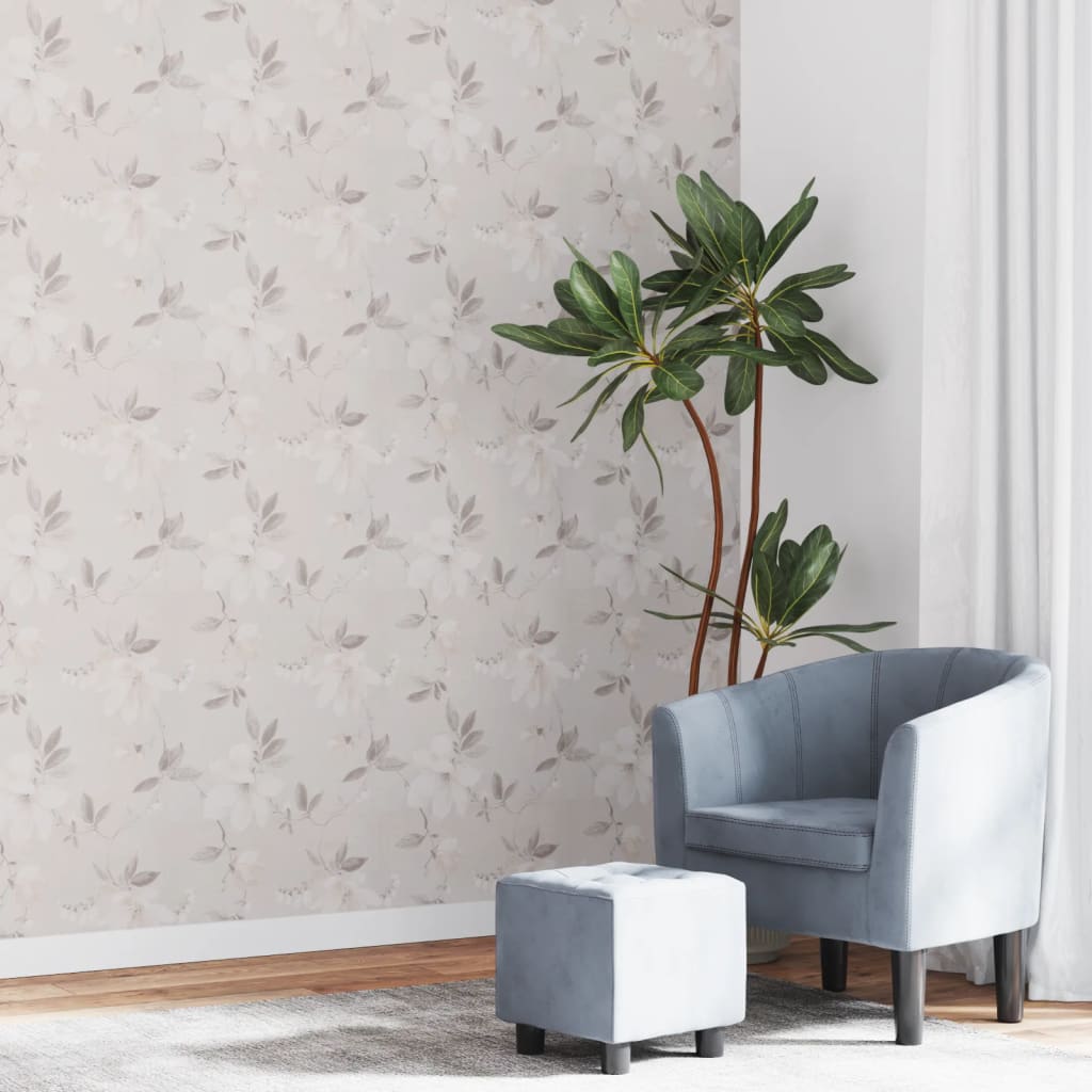 VidaXL Vliestapete 3D-Blumenmuster 10x0,53 m Grau