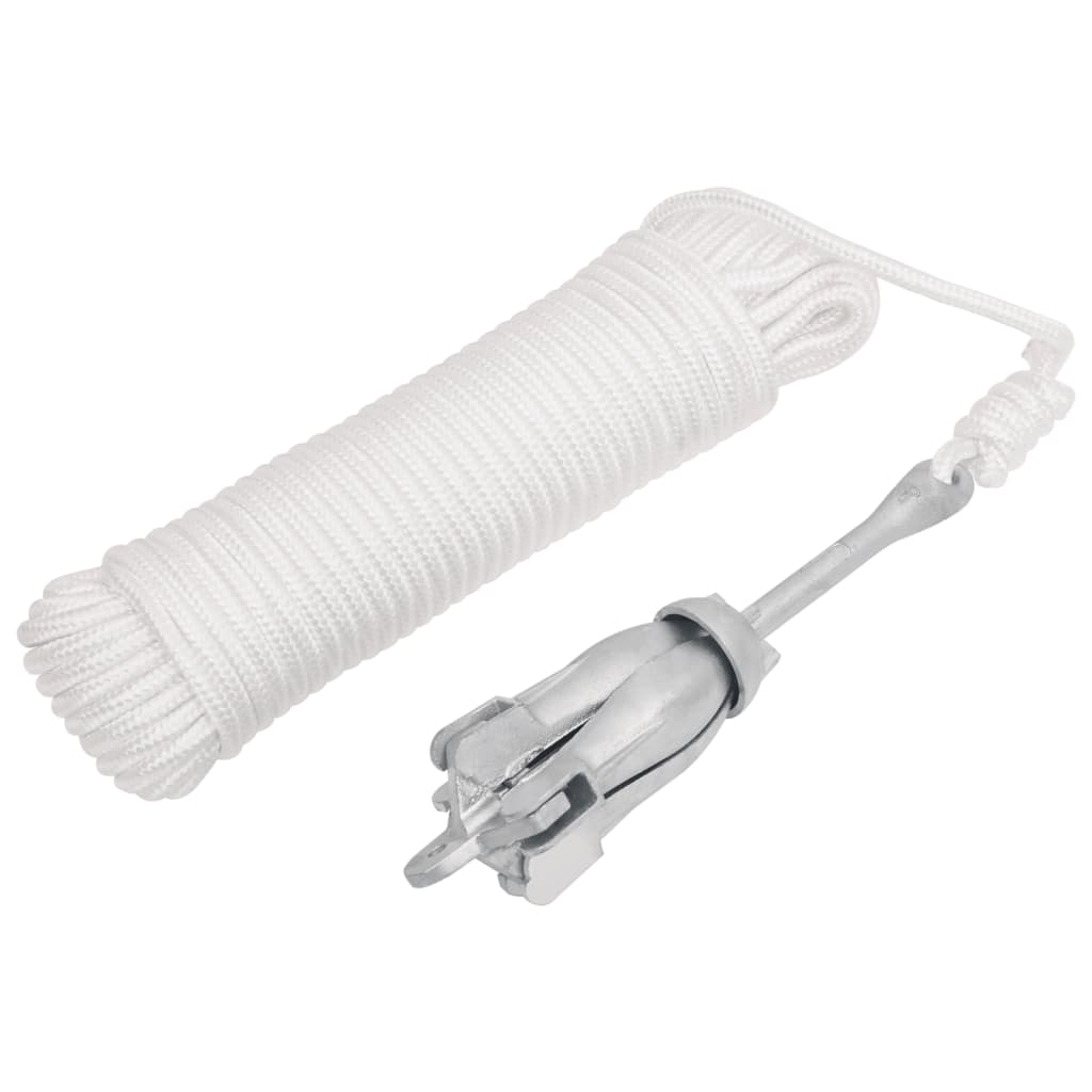 Vidaxx Anker mit Seil faltbar 1,5 kg Schmiedeeisen silberfarben