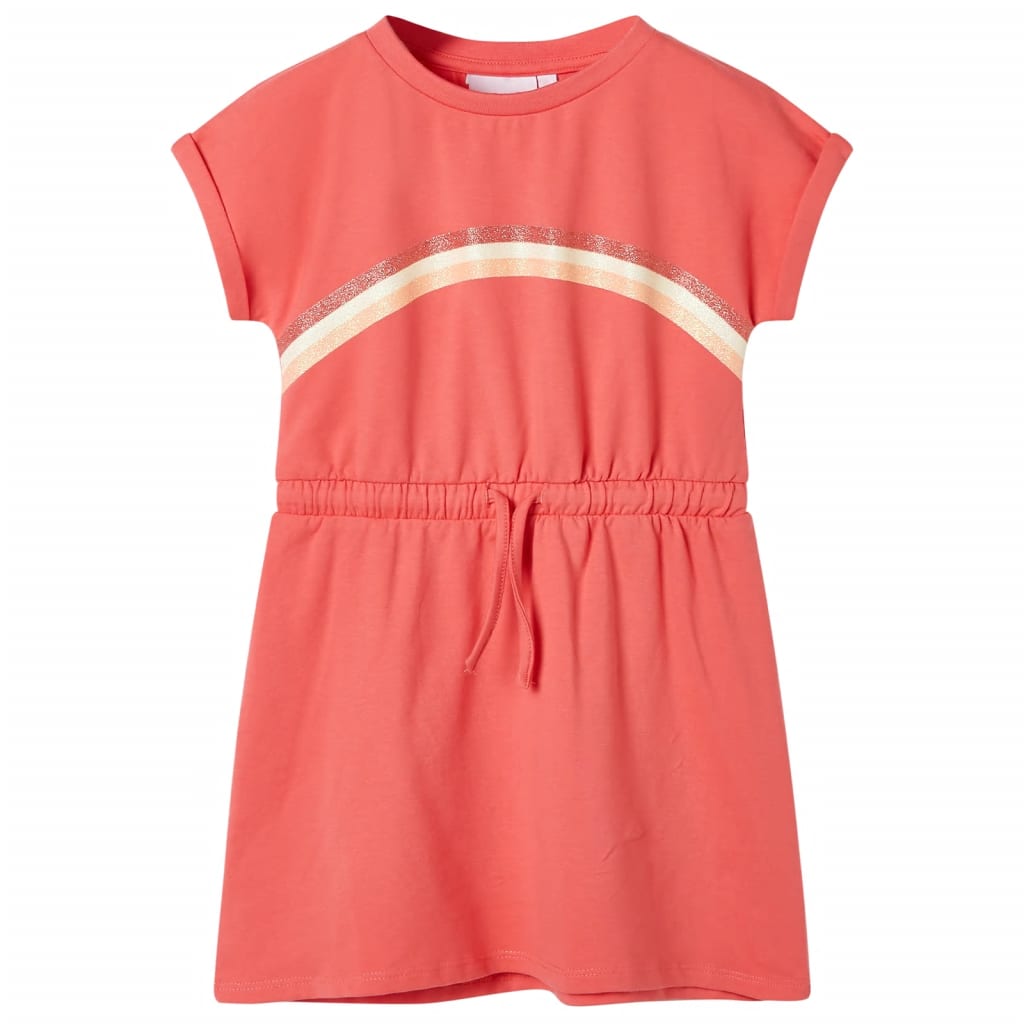 VidaXL Kinderkleid mit Kordelzug 116 Koralle
