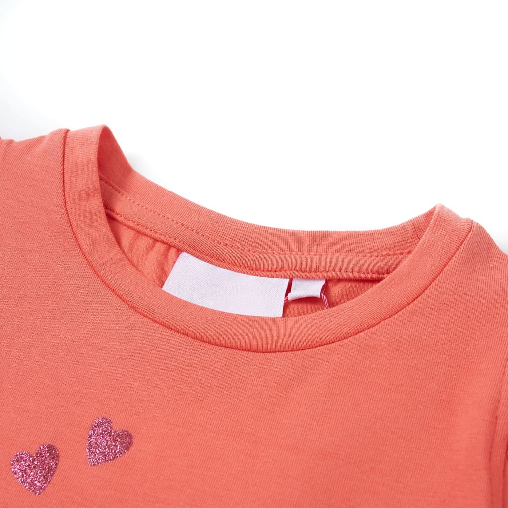 VidaXL Kindershirt mit Rüschen an den Ärmeln 128 Koralle