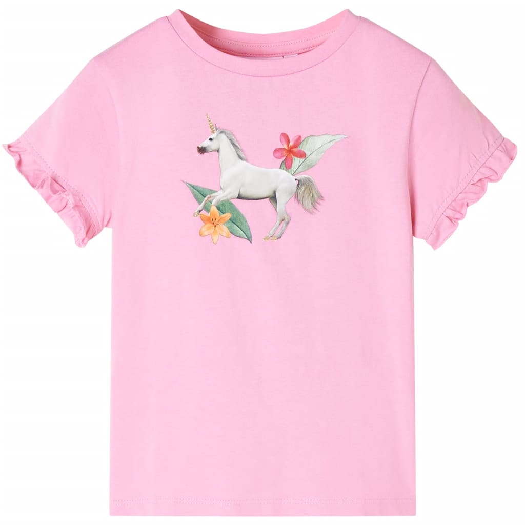 VidaXL Kindershirt mit kurzen Ärmeln 92 leuchtendes Rosa