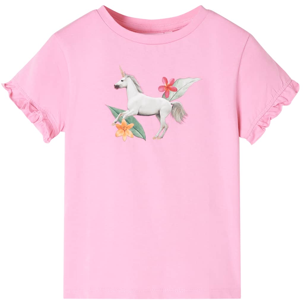 VidaXL Kindershirt mit kurzen Ärmeln 116 leuchtendes Rosa