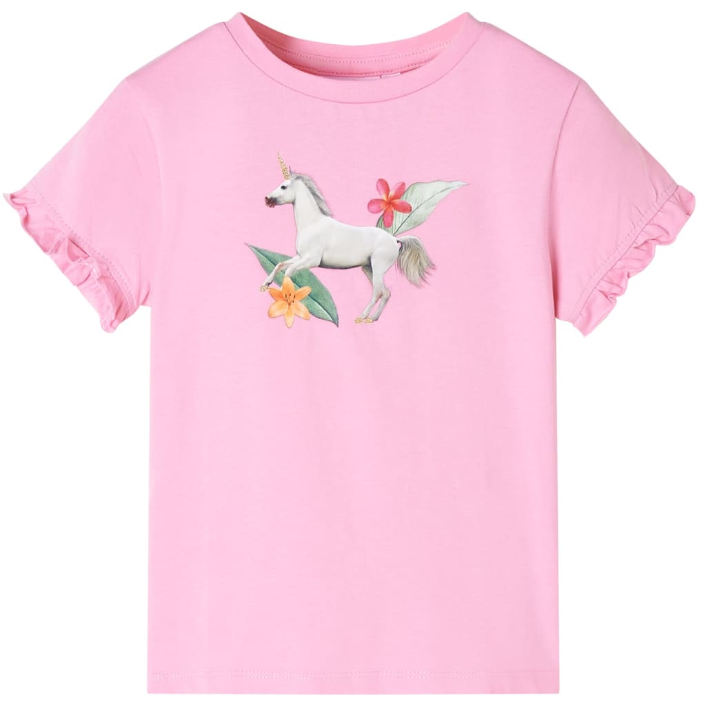 VidaXL Kindershirt mit kurzen Ärmeln 128 leuchtendes Rosa