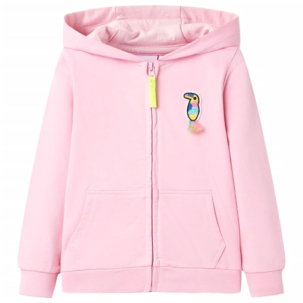 VidaXL Kinderstrickjacke mit Kapuze und Reißverschluss 92 leuchtendes Rosa