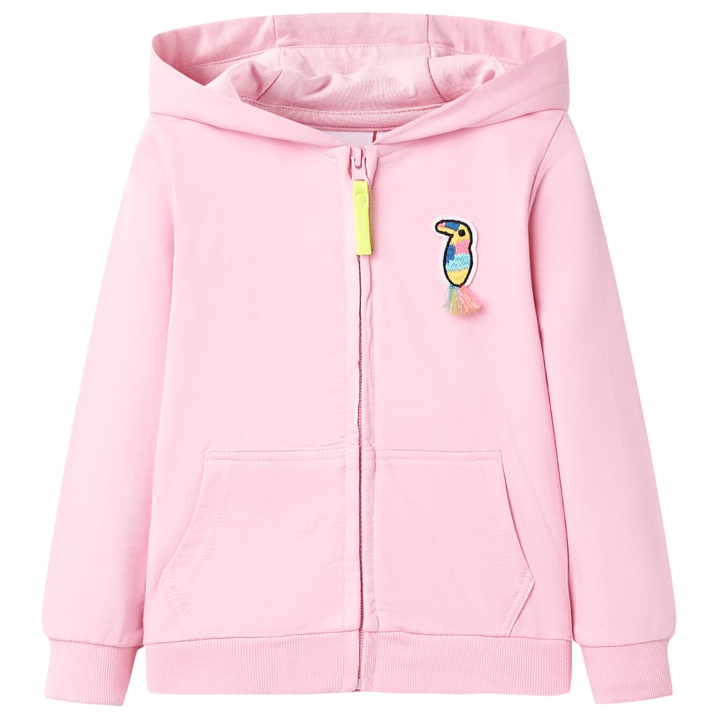 VidaXL Kinderstrickjacke mit Kapuze und Reißverschluss 116 leuchtendes Rosa