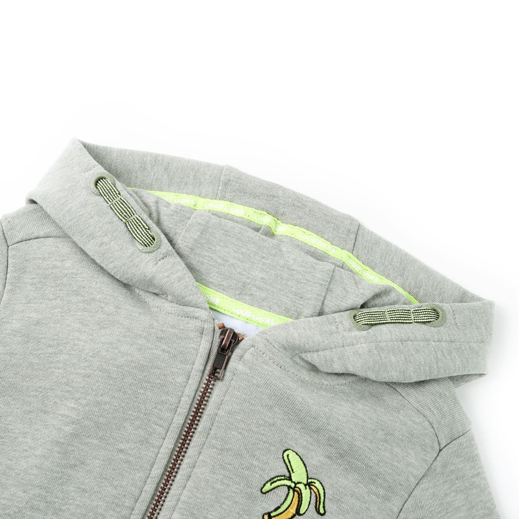 VidaXL Kinderstrickjacke mit Kapuze und Reißverschluss 116 helles Khaki meliert