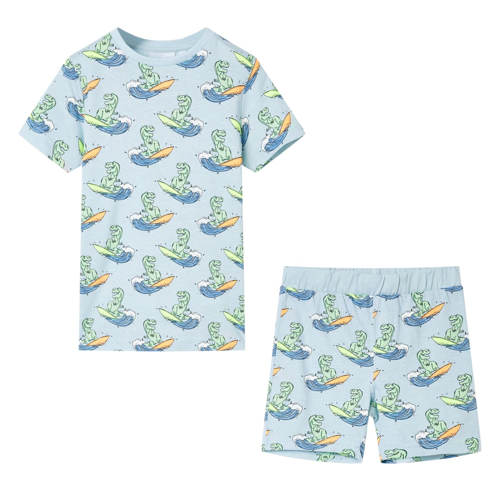 VidaXL Kinderpyjama mit kurzen Ärmeln 128 Hellblau