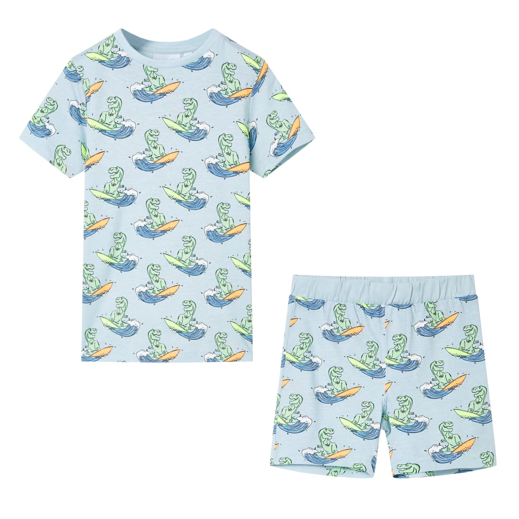 Vidaxl Kinderpyjama mit kurzen Ärmeln 140 Hellblau