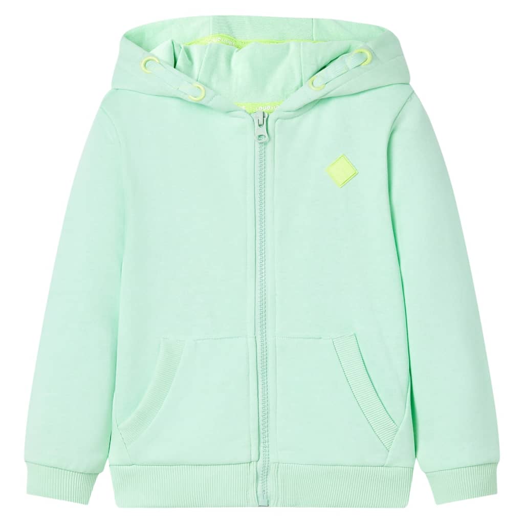 VidaXL Kinderstrickjacke mit Kapuze und Reißverschluss 92 Hellgrün