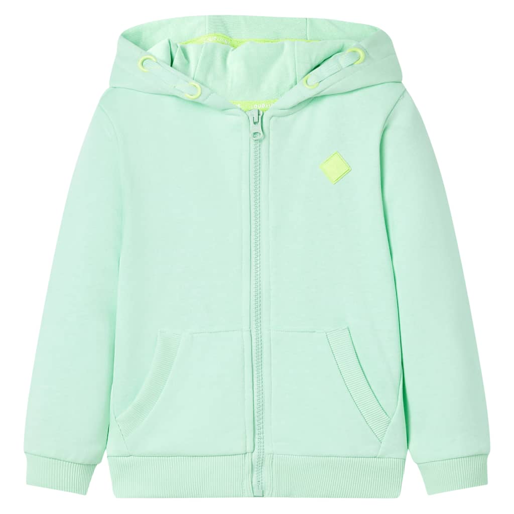 VidaXL Kinderstrickjacke mit Kapuze und Reißverschluss 128 Hellgrün