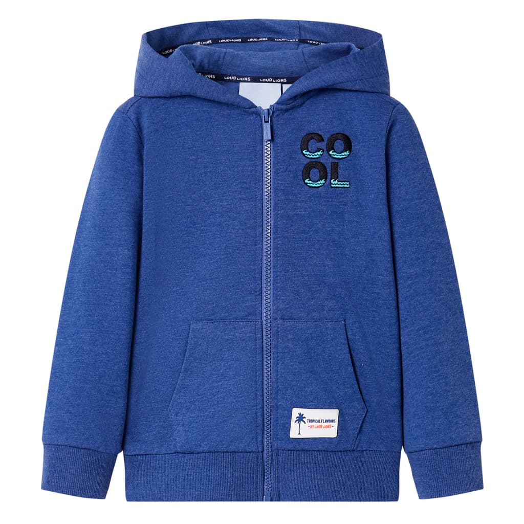 VidaXL Kinderstrickjacke mit Kapuze und Reißverschluss 104 dunkelblau gemischt