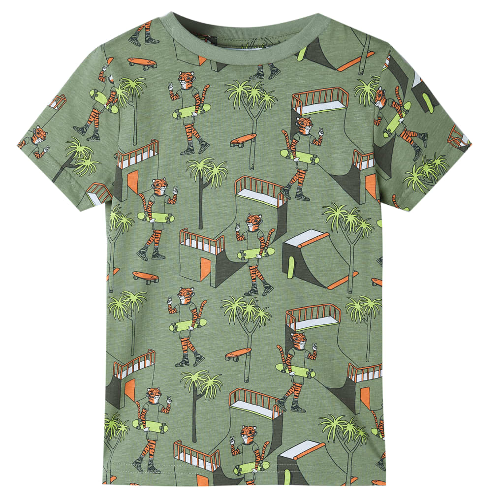 Vidaxl Kinderpyjama mit kurzen Ärmeln 104 helles Khaki
