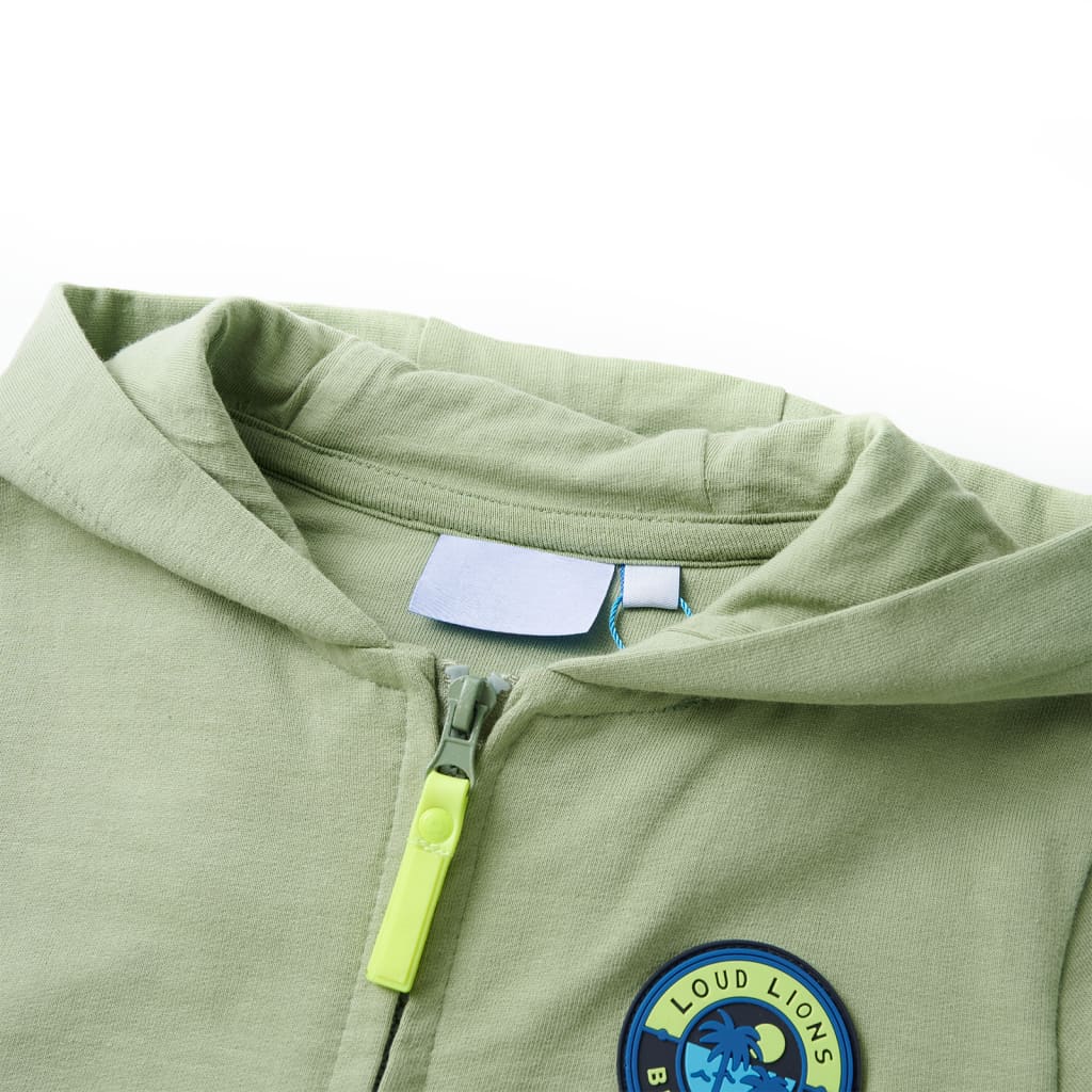 VidaXL Kinderstrickjacke mit Kapuze und Reißverschluss 92 helles Khaki