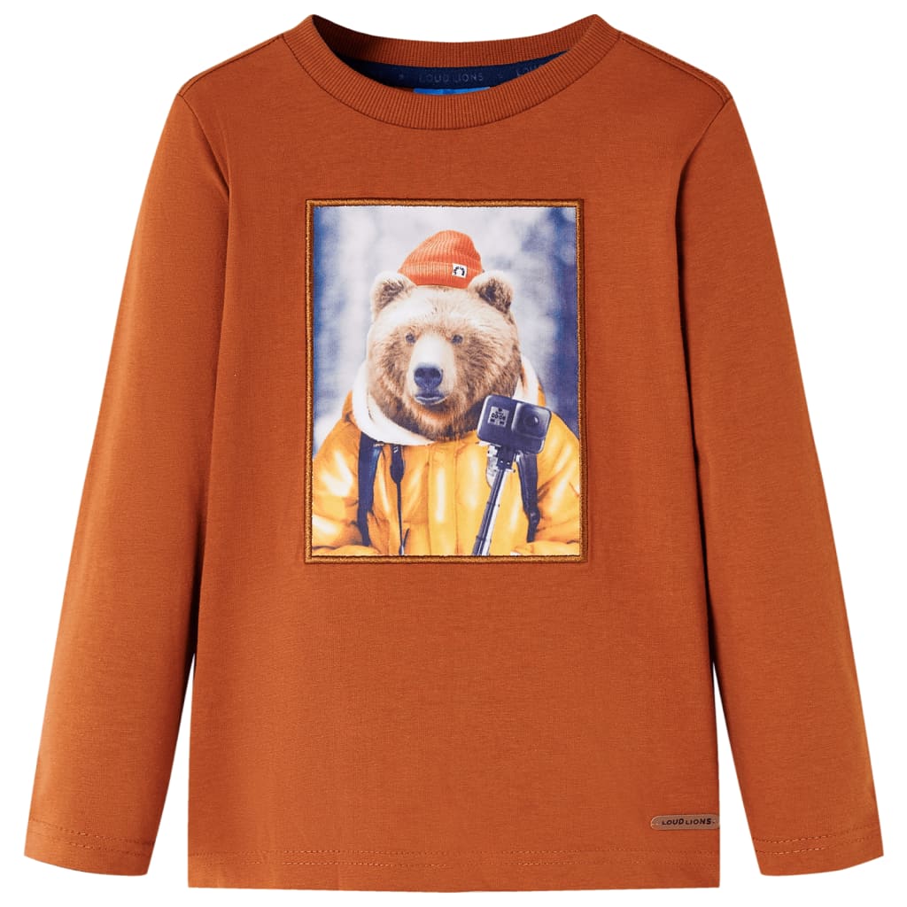 VidaXL Kindershirt mit langen Ärmeln 92 orange-braun