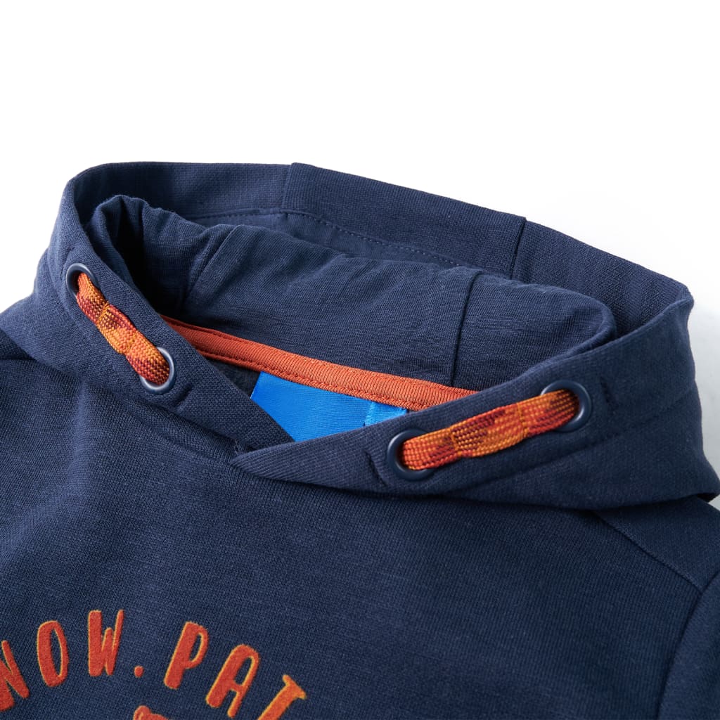 VidaXL Kinderpullover mit Kapuze 116 Marineblau und Orange gemischt