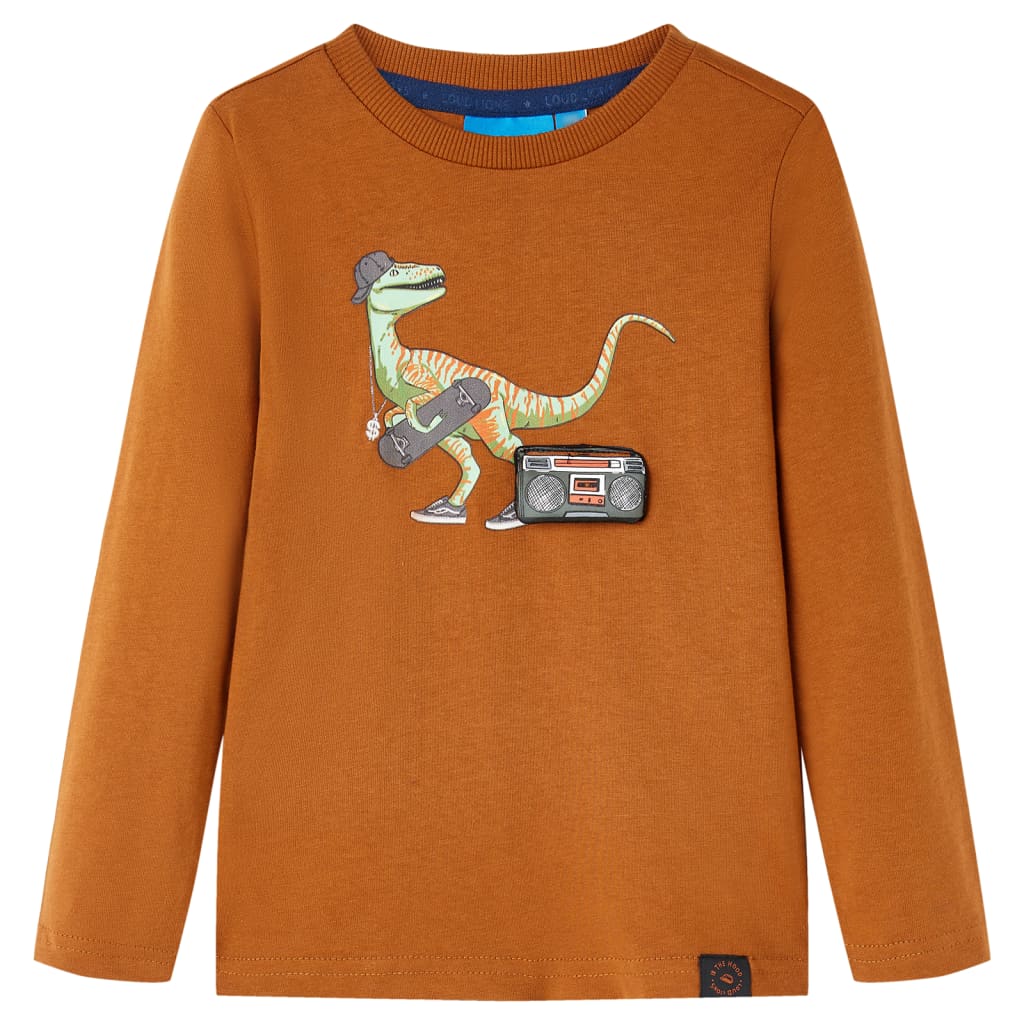 VidaXL Kindershirt mit langen Ärmeln 104 cognacfarben