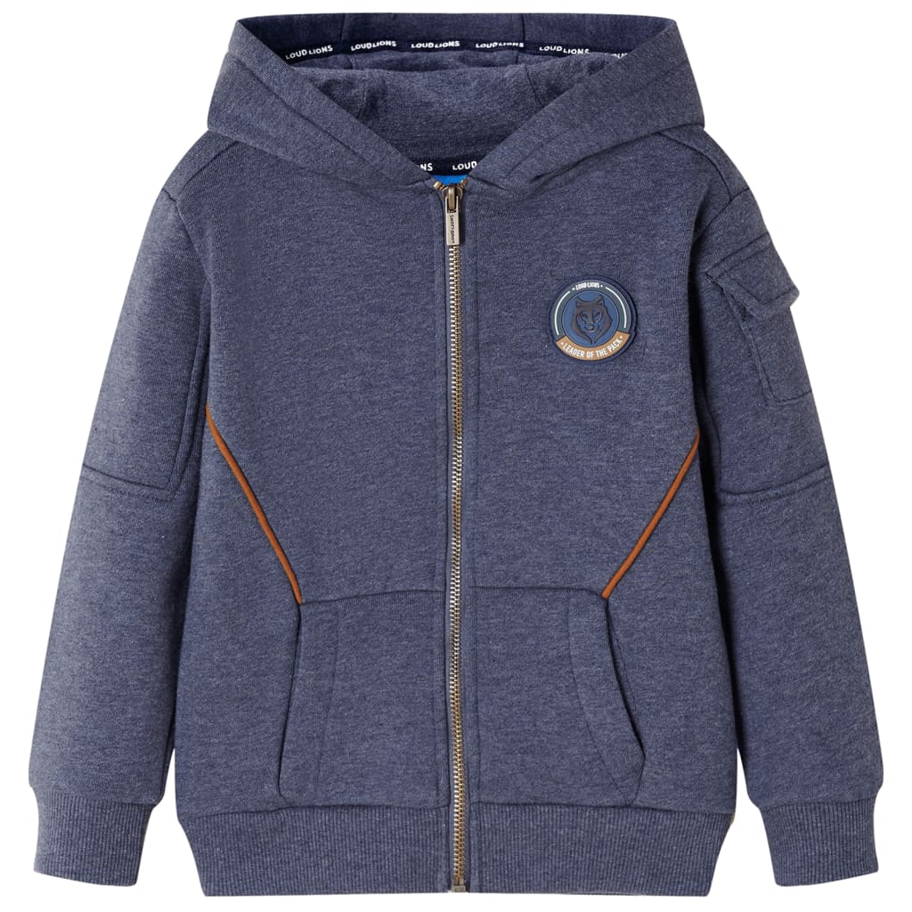 VidaXL Kinderstrickjacke mit Kapuze und Reißverschluss 104 dunkelblau gemischt