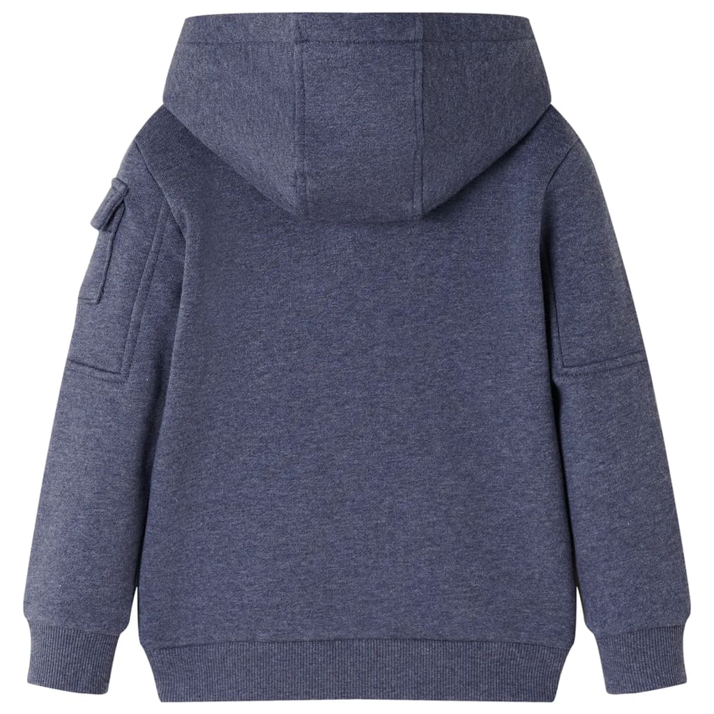 VidaXL Kinderstrickjacke mit Kapuze und Reißverschluss 116 dunkelblau gemischt