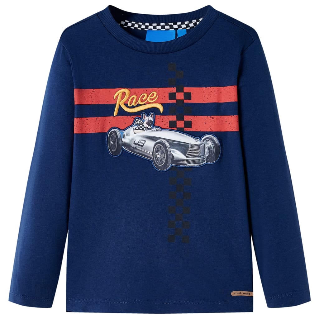 VidaXL Kindershirt mit langen Ärmeln 128 Marineblau