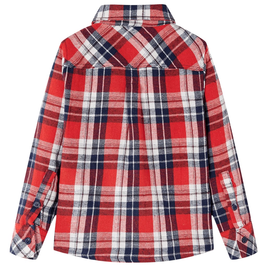 VidaXL Kinderhemd kariert 92 Rot und Marineblau
