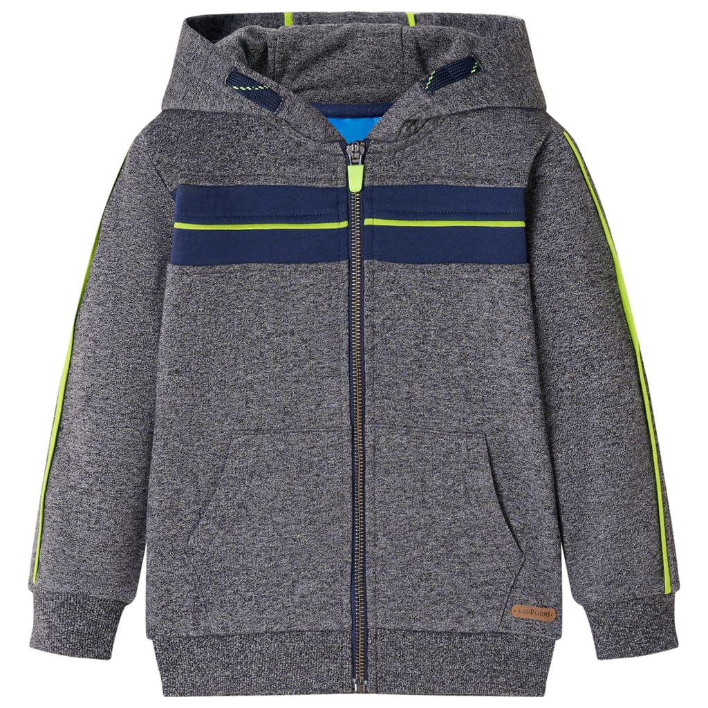 VidaXL Kinderstrickjacke mit Kapuze und Reißverschluss 140 grau gemischt