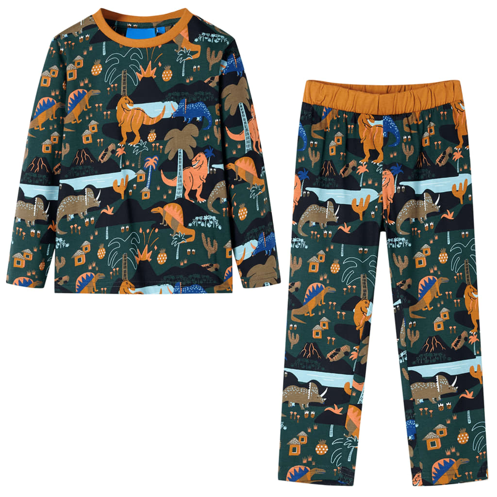 VidaXL Kinderpyjama mit langen Ärmeln 128 Dunkelgrün